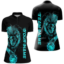 Load image into Gallery viewer, Blue Lion Custom Bowling Short Sleeve Shirts For Women, Lion Bowling Team Shirt Outfits IPHW7529