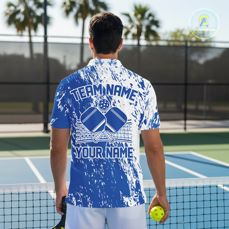 Custom Blue Pickleball Men Polo,Pickleball Team Matching Shirt Pickleballer Outfit IPHW12717