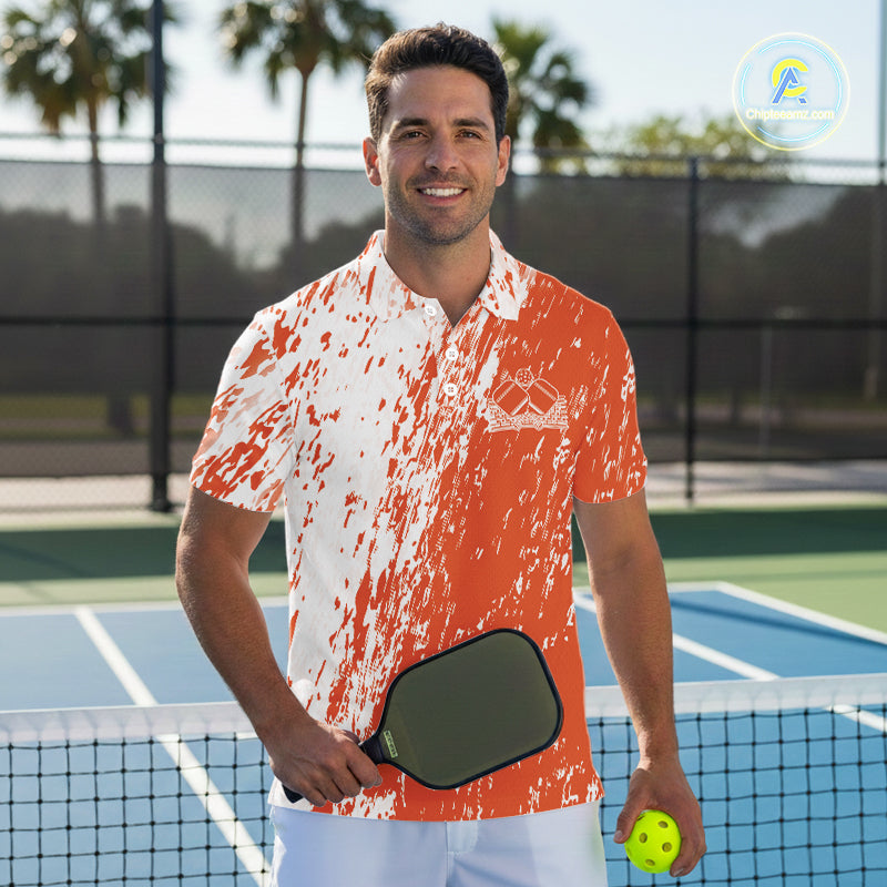 Custom Orange Pickleball Men Polo,Pickleball Team Matching Shirt Pickleballer Outfit IPHW12718