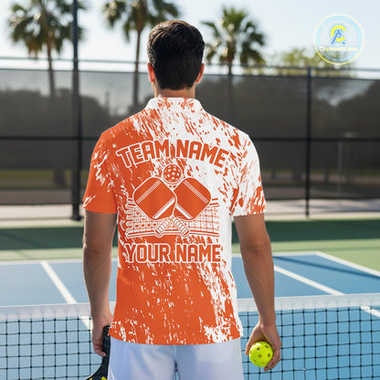 Custom Orange Pickleball Men Polo,Pickleball Team Matching Shirt Pickleballer Outfit IPHW12718