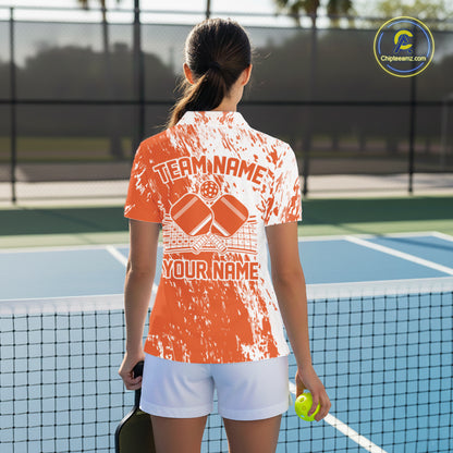 Custom Orange Pickleball Women Polo,Pickleball Team Matching Shirt Pickleballer Outfit IPHW12718