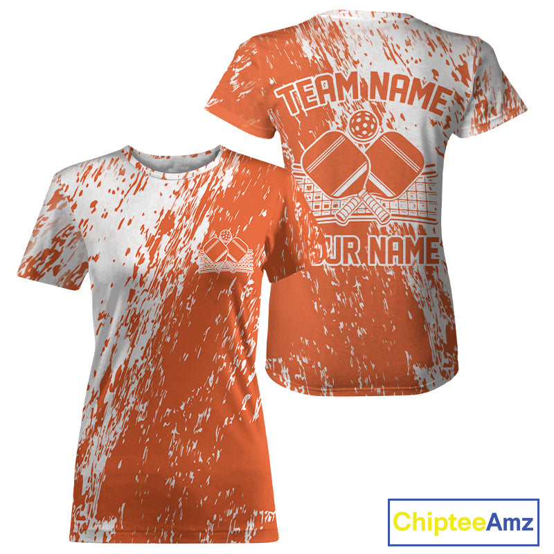 Custom Orange Pickleball Women T-Shirts,Pickleball Team Matching Pickleballer Outfit IPHW12718