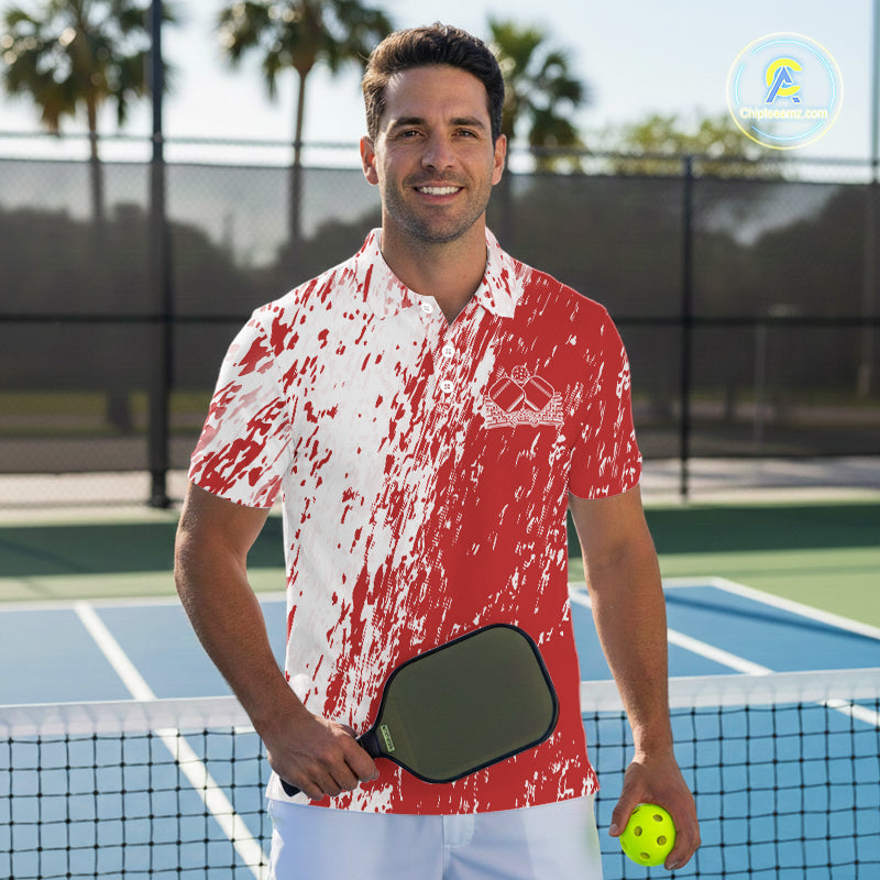 Custom Red Pickleball Men Polo,Pickleball Team Matching Shirt Pickleballer Outfit IPHW12719