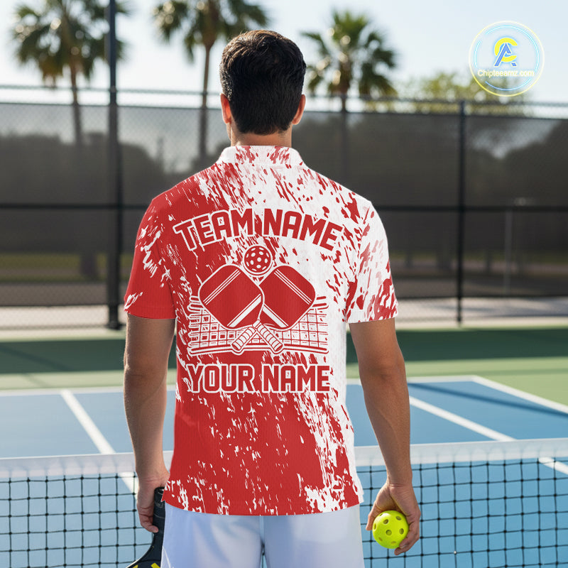 Custom Red Pickleball Men Polo,Pickleball Team Matching Shirt Pickleballer Outfit IPHW12719