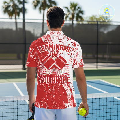 Custom Red Pickleball Men Polo,Pickleball Team Matching Shirt Pickleballer Outfit IPHW12719