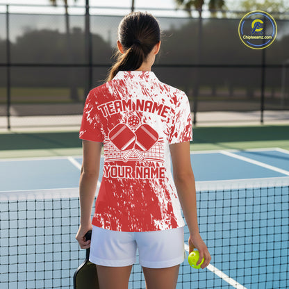 Custom Red Pickleball Women Polo,Pickleball Team Matching Shirt Pickleballer Outfit IPHW12719