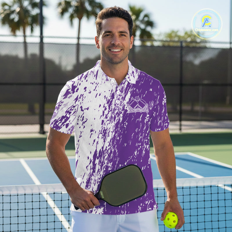 Custom Purple Pickleball Men Polo,Pickleball Team Matching Shirt Pickleballer Outfit IPHW12720
