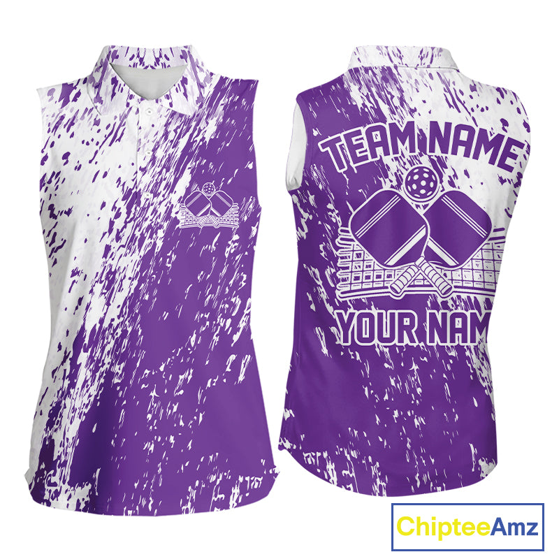 Custom Purple Pickleball Women Sleeveless Polo,Pickleball Team Matching Shirt Pickleballer Outfit IPHW12720