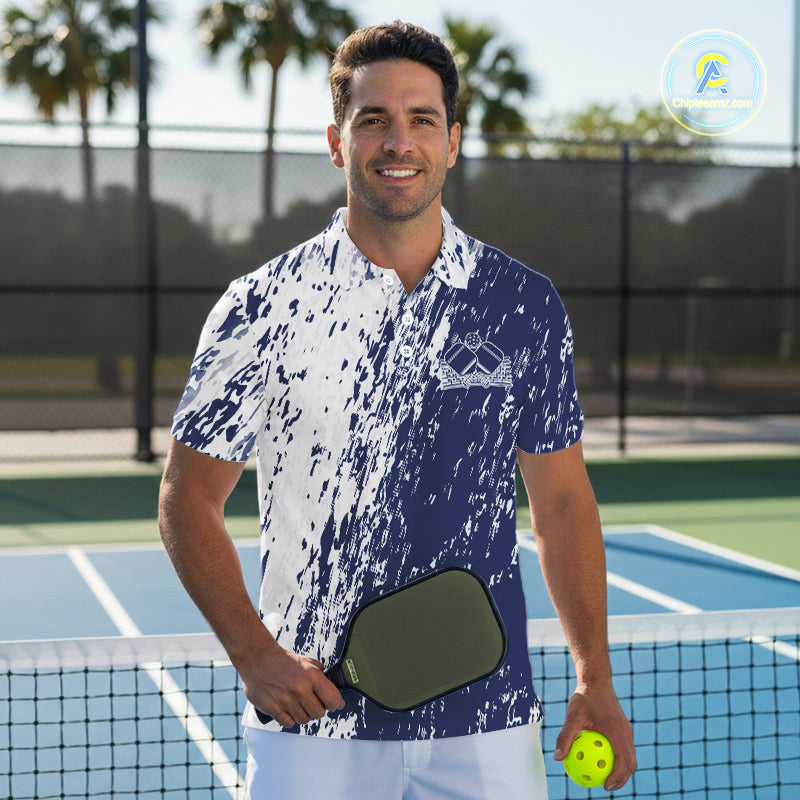 Custom Navy Blue Pickleball Men Polo,Pickleball Team Matching Shirt Pickleballer Outfit IPHW12721
