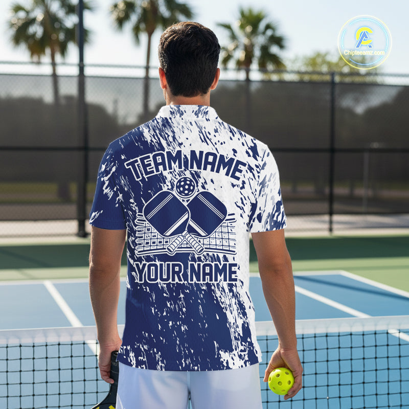 Custom Navy Blue Pickleball Men Polo,Pickleball Team Matching Shirt Pickleballer Outfit IPHW12721