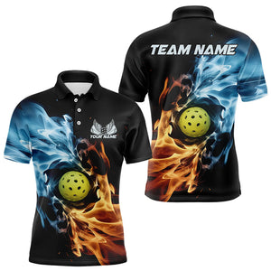 Water And Fire Custom Pickleball Polo Shirts For Men, Pickleball Team Pickleball Jerseys IPHW8198