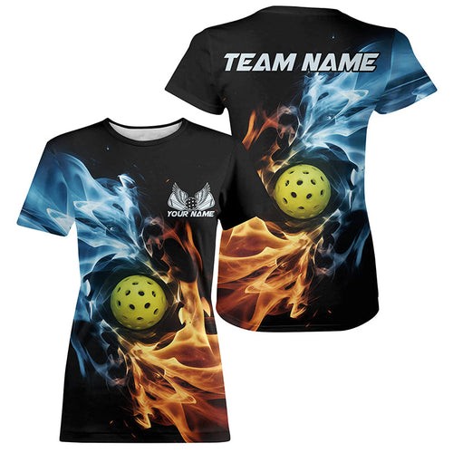 Water And Fire Custom Pickleball T-Shirts For Women, Pickleball Team Pickleball Jerseys IPHW8198