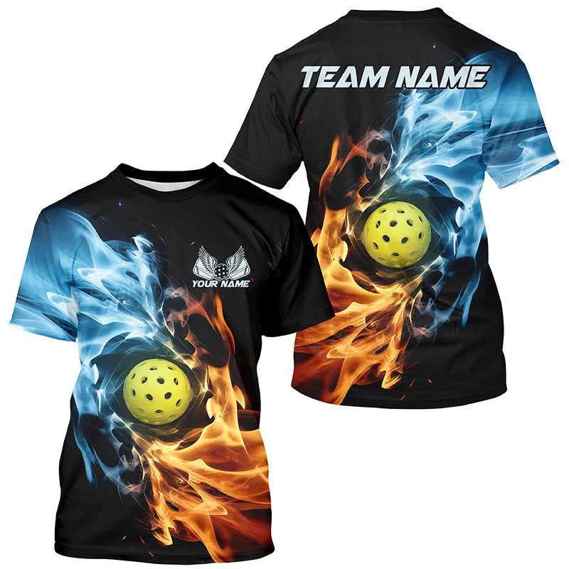 Water And Fire Custom Pickleball T-Shirts For Men, Pickleball Team Pickleball Jerseys IPHW8198