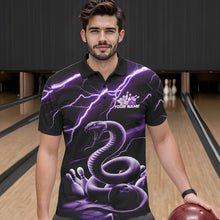 Load image into Gallery viewer, Custom Black And Purple Thunder Lightning Snake Bowling Polo Shirts For Men, Team Outfits IPHW8648