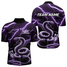 Load image into Gallery viewer, Custom Black And Purple Thunder Lightning Snake Bowling Quarter-Zip Shirts For Men, Team Outfits IPHW8648