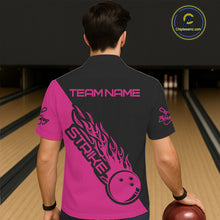 Load image into Gallery viewer, Custom Pink Flame Strike Bowling Men And Women Hawaiian Shirt, Bowling Team Shirts Bowling Strike IPHW4290