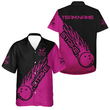 Load image into Gallery viewer, Custom Pink Flame Strike Bowling Men And Women Hawaiian Shirt, Bowling Team Shirts Bowling Strike IPHW4290