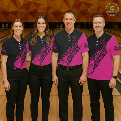 Custom Bowling Shirts For Women, Bowling Team Shirts Bowling Strike | Pink IPHW4290