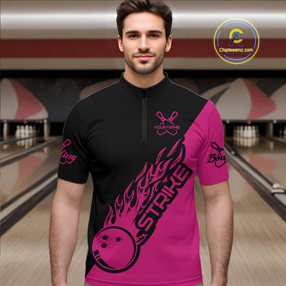 Custom Bowling Shirts For Men And Women, Bowling Team Shirts Bowling Strike | Pink IPHW4290