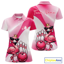 Load image into Gallery viewer, Sassy Classy Flamingo Queen Custom Women Bowling Polo Shirt, Glamorous Bowlers Outfit IPHW11026