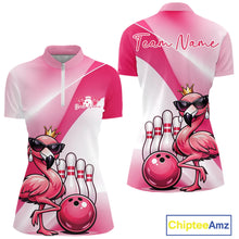 Load image into Gallery viewer, Sassy Classy Flamingo Queen Custom Women Bowling Shirt, Glamorous Bowlers Outfit IPHW11026