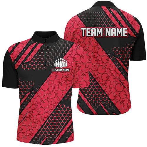 Bowling Ball Pattern Custom Bowling Team Jerseys, Bowlers Shirts For Men And Women | Red IPHW6476