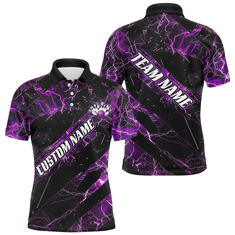 Purple Thunder Lightning Custom Bowling Team Shirts For Men And Women, Bowling Gift Bowler Outfit IPHW6480