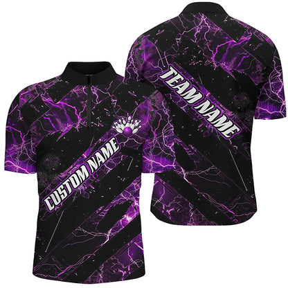 Purple Thunder Lightning Custom Bowling Team Shirts For Men And Women, Bowling Gift Bowler Outfit IPHW6480