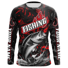 Load image into Gallery viewer, Largemouth Bass Fishing Custom Long Sleeve Shirts, Bass Tournament Fishing Jerseys | Red Camo IPHW6657