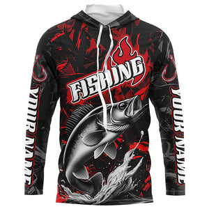 Walleye Fishing Custom Long Sleeve Shirts, Walleye Tournament Fishing Jerseys | Red Camo IPHW6658