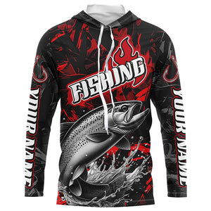 Rainbow Trout Fishing Custom Long Sleeve Shirts, Fly Fishing Trout Fishing Jerseys | Red Camo IPHW6659