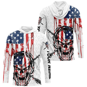 American Flag Fishing Skull Custom Long Sleeve Fishing Shirts, Patriotic Fishing Jerseys IPHW6996