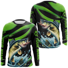 Load image into Gallery viewer, Black And Green Custom Walleye Fishing Jerseys, Walleye Long Sleeve Tournament Fishing Shirts IPHW7001