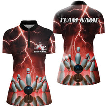 Load image into Gallery viewer, Red Thunder Lightning Custom Ladies Bowling Shirts, Bowling League Shirts Bowling Jersey IPHW7531