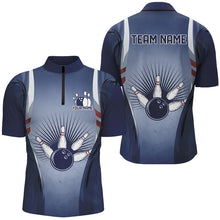 Load image into Gallery viewer, Navy Blue Custom Vintage Bowling Shirts For Men, Classic Bowling Team Shirt Bowler Outfits IPHW7538