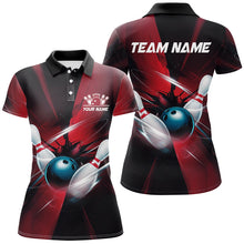 Load image into Gallery viewer, Black And Red Striking Custom Ladies Bowling Team Shirts, Bowling League Shirts IPHW7542