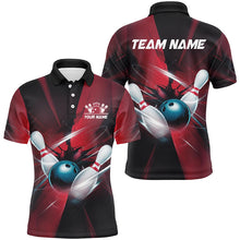 Load image into Gallery viewer, Black And Red Striking Custom Bowling Team Shirts For Men, Bowling League Shirts Bowler Jersey IPHW7542