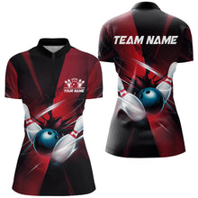 Load image into Gallery viewer, Black And Red Striking Custom Ladies Bowling Team Shirts, Bowling League Shirts IPHW7542