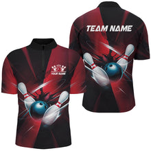 Load image into Gallery viewer, Black And Red Striking Custom Bowling Team Shirts For Men, Bowling League Shirts Bowler Jersey IPHW7542