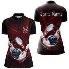 Load image into Gallery viewer, Black And Red Custom Bowling Uniforms, Bowling Team Shirts For Women Bowler Jerseys IPHW7543