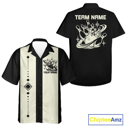 Bowling With Crown Custom Classic Retro Bowling Team Button Shirt, Bowling Uniform IPHW12249