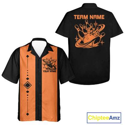Bowling With Crown Custom Classic Retro Bowling Team Button Shirt, Bowling Uniform IPHW12249
