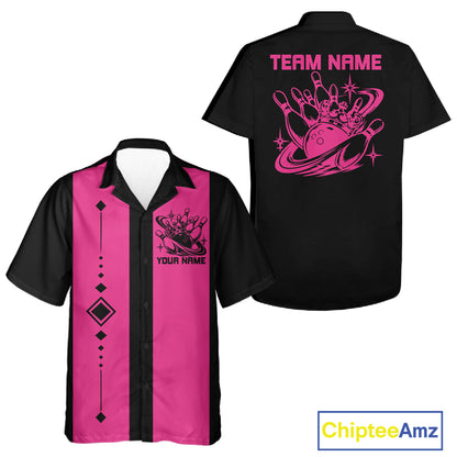 Bowling With Crown Custom Classic Retro Bowling Team Button Shirt, Bowling Uniform IPHW12249