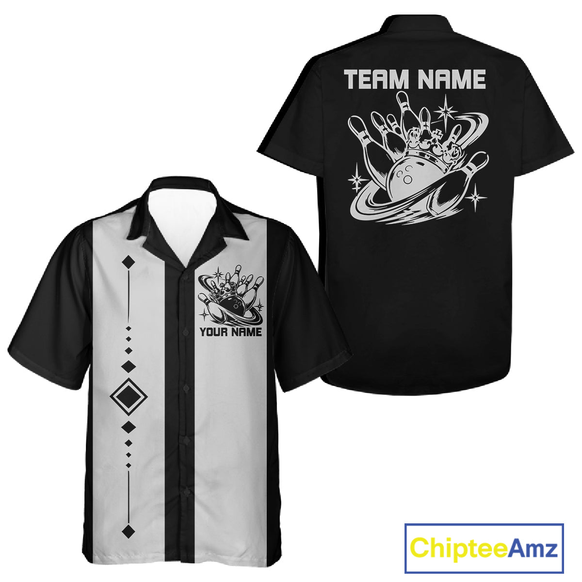 Bowling With Crown Custom Classic Retro Bowling Team Button Shirt, Bowling Uniform IPHW12249