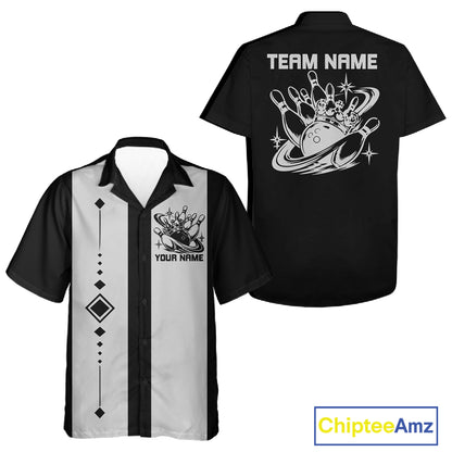 Bowling With Crown Custom Classic Retro Bowling Team Button Shirt, Bowling Uniform IPHW12249