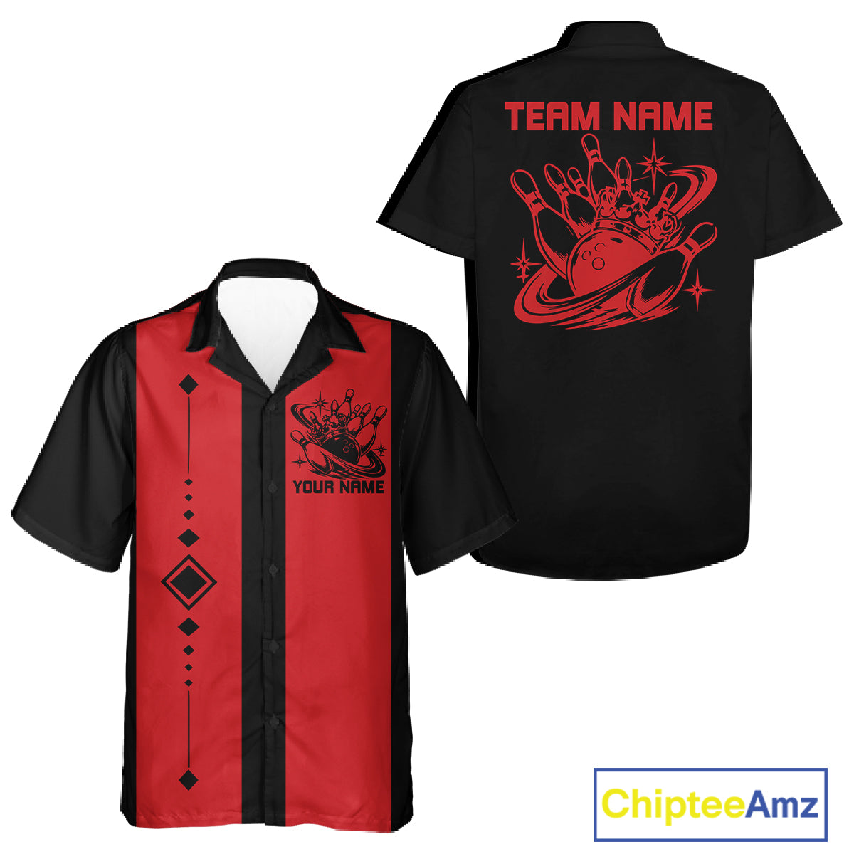 Bowling With Crown Custom Classic Retro Bowling Team Button Shirt, Bowling Uniform IPHW12249