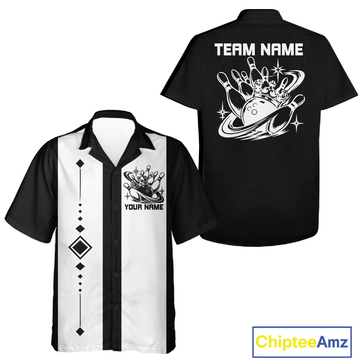 Bowling With Crown Custom Classic Retro Bowling Team Button Shirt, Bowling Uniform IPHW12249
