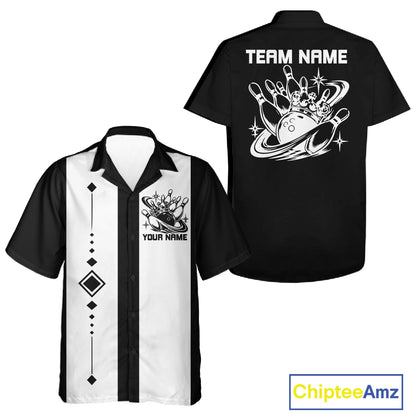 Bowling With Crown Custom Classic Retro Bowling Team Button Shirt, Bowling Uniform IPHW12249