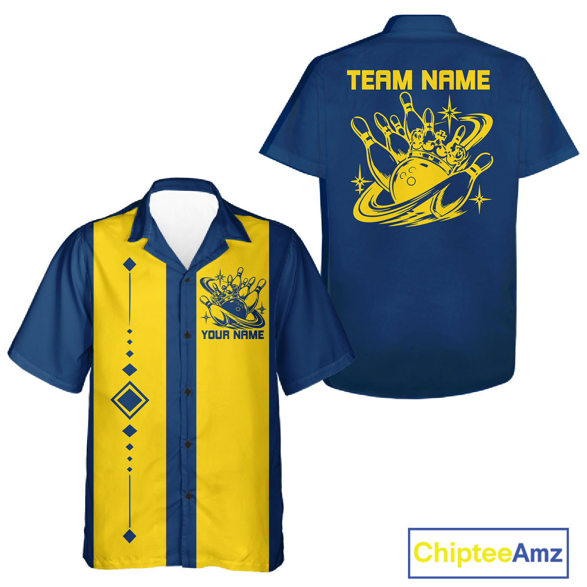 Bowling With Crown Custom Classic Retro Bowling Team Button Shirt, Bowling Uniform IPHW12249