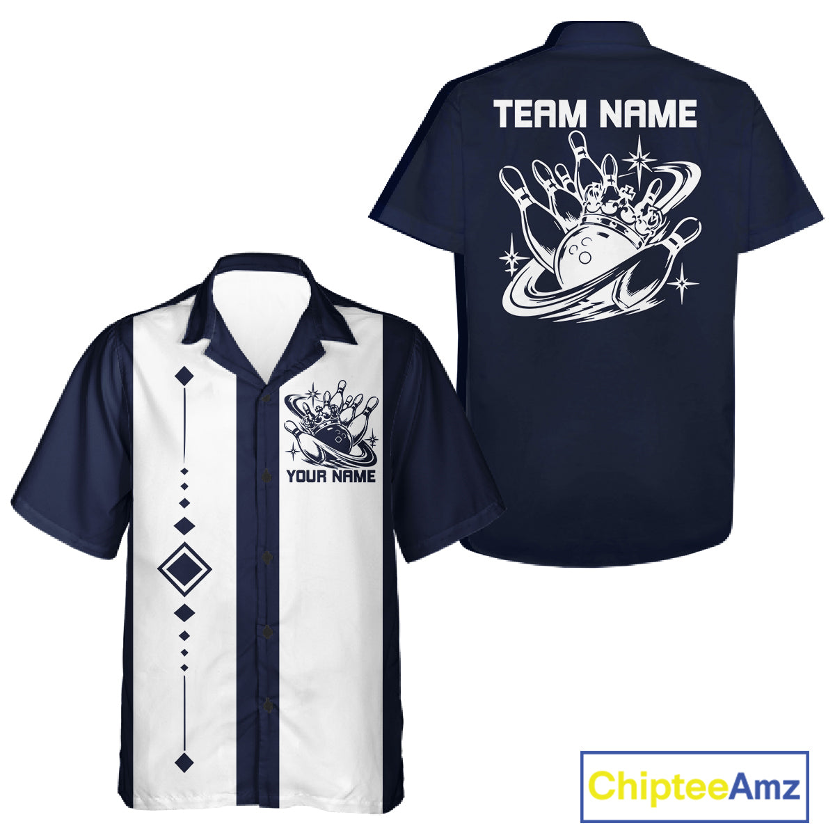 Bowling With Crown Custom Classic Retro Bowling Team Button Shirt, Bowling Uniform IPHW12249
